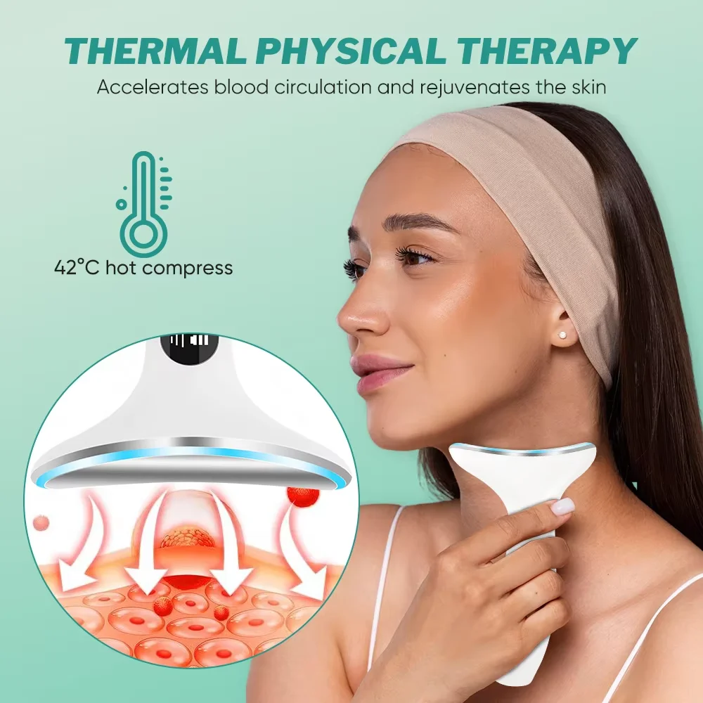 3-in-1 LED 페이셜 마사지 페이스 리프팅 머신 페이셜 넥 마사지 안티 에이징 링클 스킨 홈 페이셜 마사지 뷰티 도구