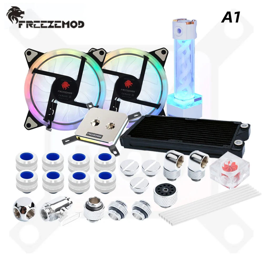 Freezemod Hard Tube Water Cooling Kit PC Liquid Cooler Set Copper Radiator CPU Cooler PETG Pipe AIO Reservoir ARGB Aluminum MOD