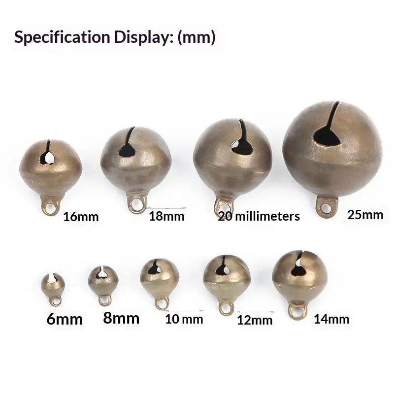 5/10/20/50PCS 6/8/10/12/14/16/18/20/25mm Copper Jingle Bells Small Loose Beads For Merry Christmas Decor DIY Crafts Accessories