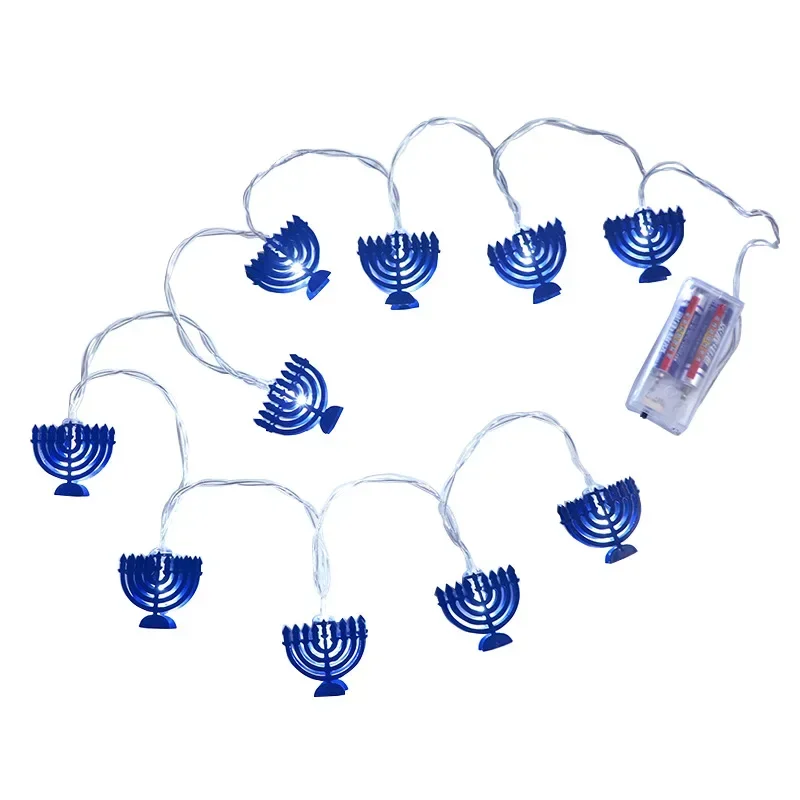 Imagem -05 - Pequena Luz Decorativa Noturna para Festival Judaico Corda de Luz Led Hanukkah Judaica Sabbath Brinquedos Luminosos de Festa David Star Dreidel