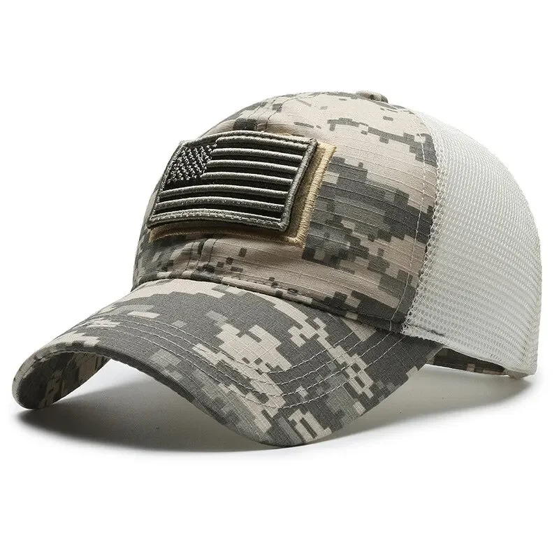 Adjustable Men American Flag Camouflage Baseball Cap Male Outdoor Breathable Tactics Mountaineering Peaked Hat Stylish Casquette