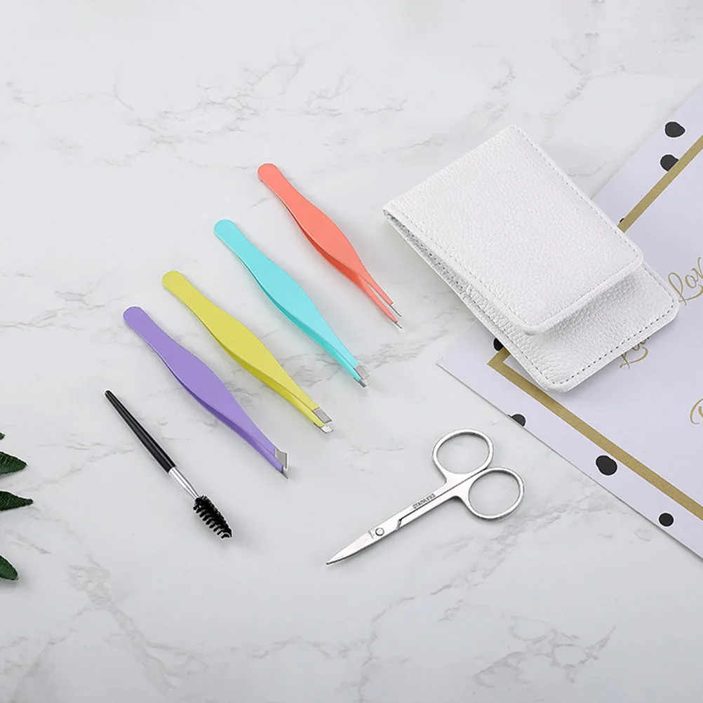 

1Set Colorful Eyebrow Tweezers Set Portable Lightweight Ergonomic Durable Eyebrow Grooming Tools Travel Makeup Kit