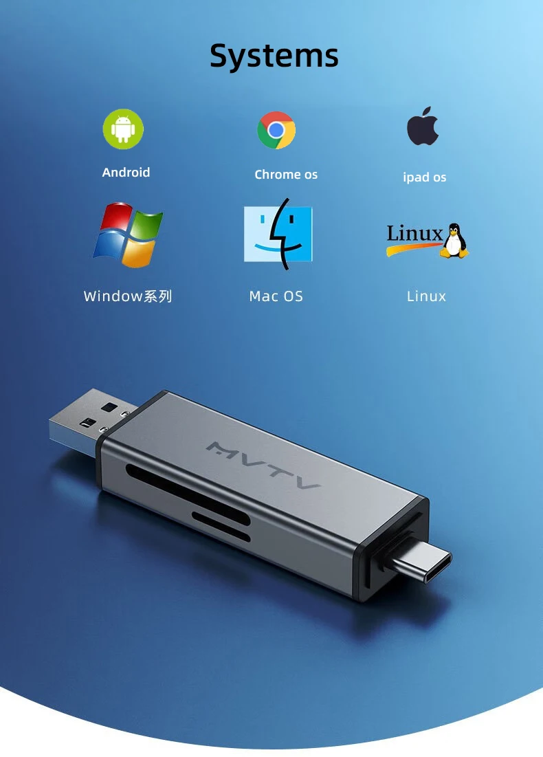 4-in-1 Kartenleser USB & USB-C zu SD MicroSD TF Thunderbolt 3 für PC Laptop Zubehör Smart Speicherkartenleser SD-Kartenadapter – Detail 8