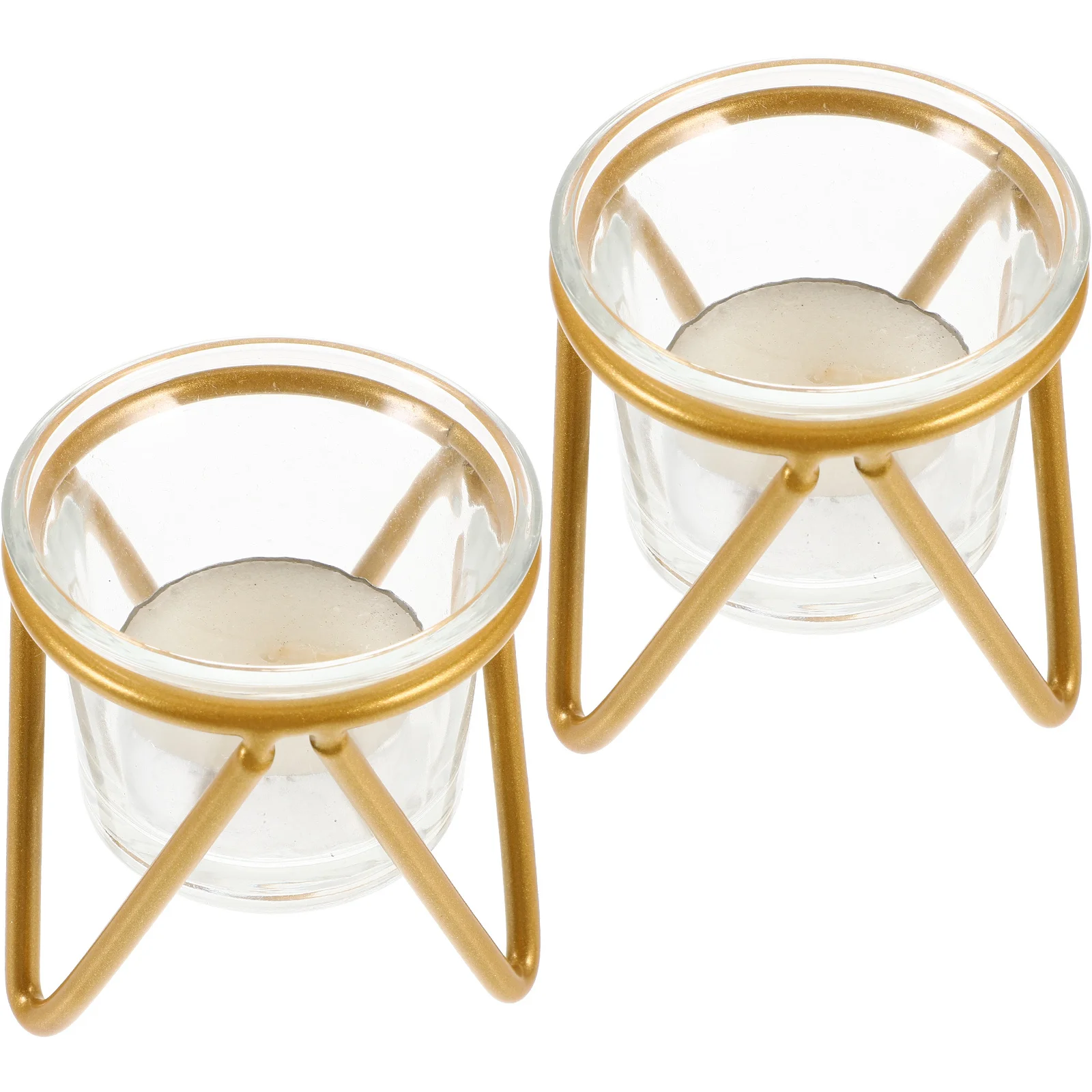 2Sets Iron Art Holders Simple Geometric Design for Home Wedding Decor Photography Props Glass Votive Holders