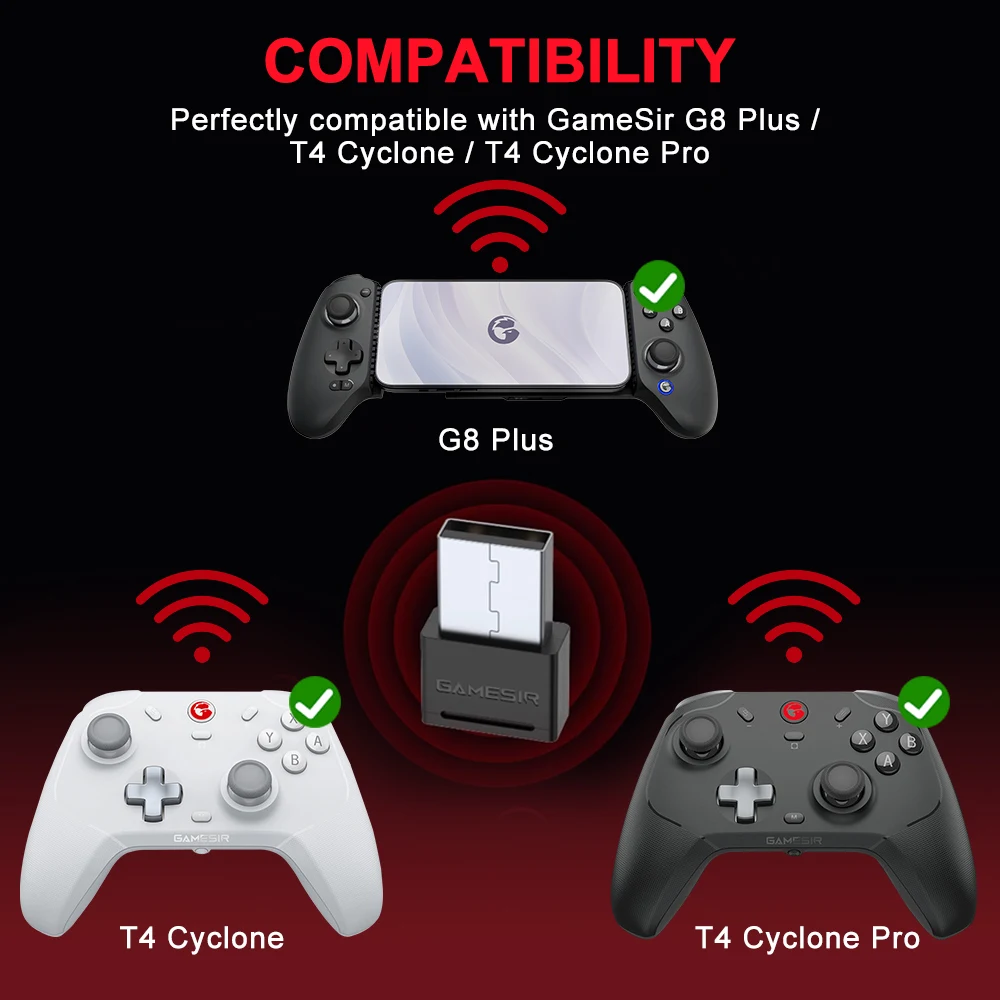 Gamesir G8+ G8 Galileo Plus T4 Cyclone and T4 Cyclone Pro 2.4g Wireless Dongle Receiver Adpter Game Console Accessories