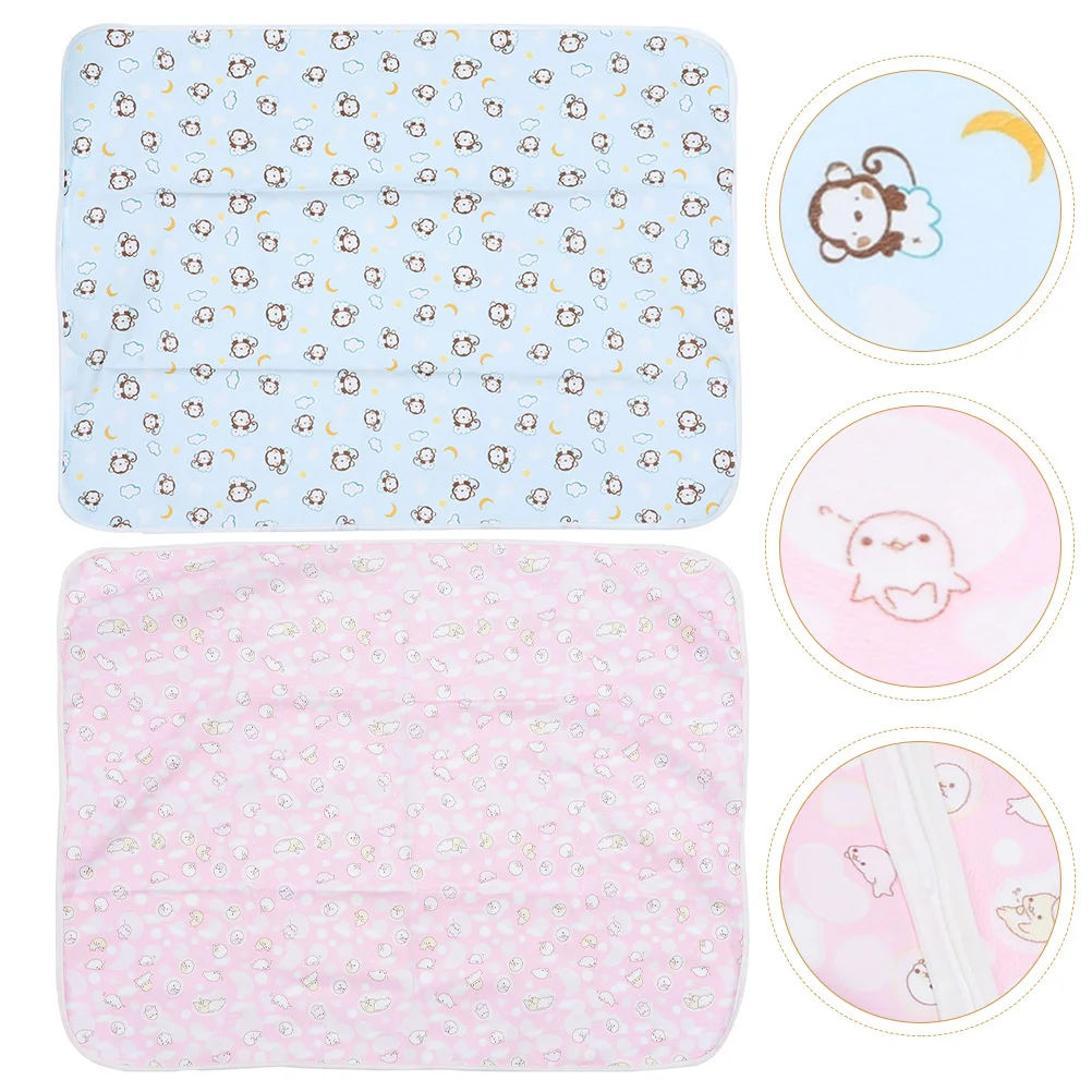 

2 Pcs Baby Changing Mat Diaper Bed Pad Infant Care Waterproof Sleeping Washable Crystal Velvet Elderly Reusable