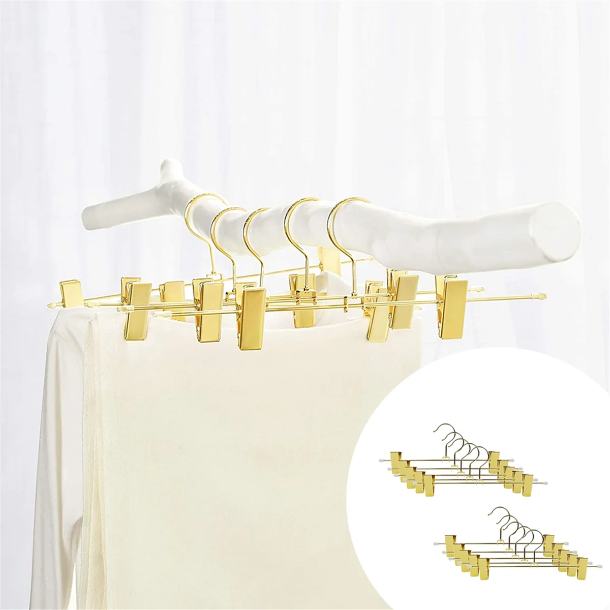 ABJZ 10 قطع من شماعات الملابس المعدنية مقاس 30.5 سم مع مشبكين مانع للانزلاق للملابس والتنانير والسراويل والملابس الداخلية