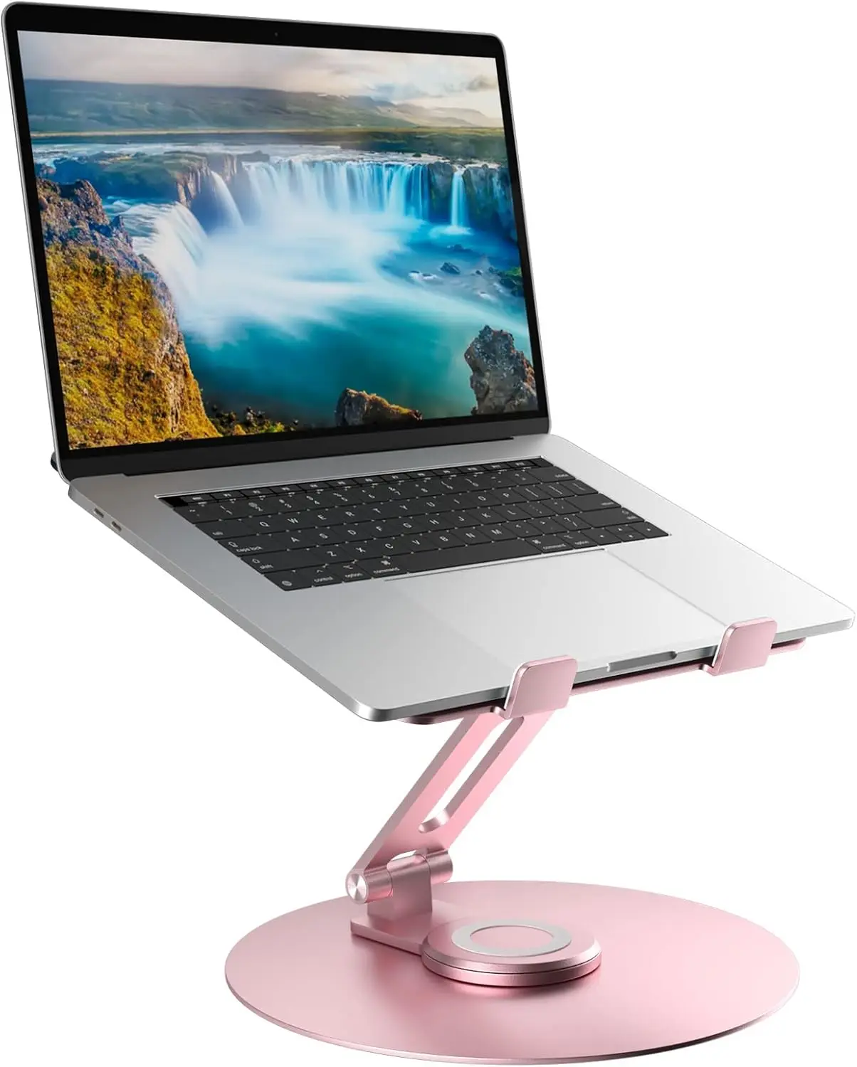 

Adjustable Swivel Laptop Stand with 360° Rotation, Foldable Ergonomic Design for 10-17" Laptops in Pink