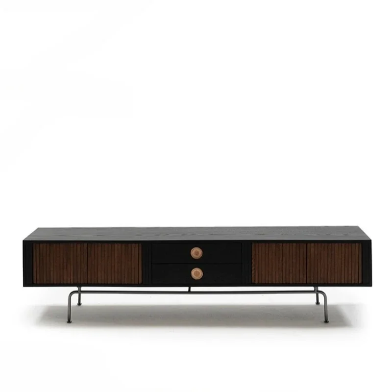 

TV cabinet/black retro solid wood small apartment Nordic simple TV cabinet with ancient style