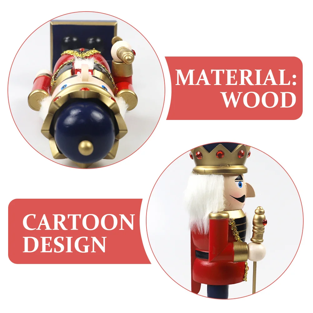 

Sturdy Wooden Nutcracker Decoration Festive Xmas Craft Cute Cartoon Figure Ideal Gift for Family Friends Festival Use