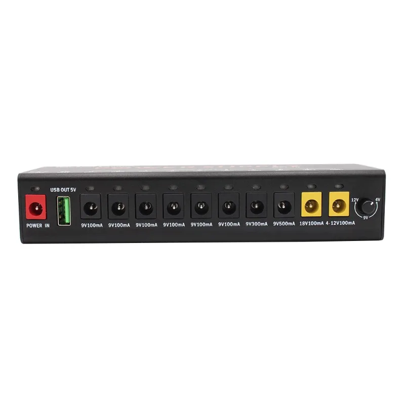 

10-Way power supply with USB with one adjustable