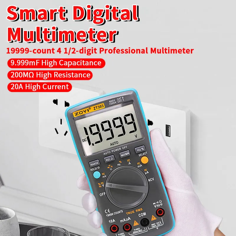ZOYI ZT-303 True RMS Digitalmultimeter 4,5-stelliges Vollbereichs-Anti-Burn-Digitaldisplay Elektriker-Smartmultimeter – Detail 1