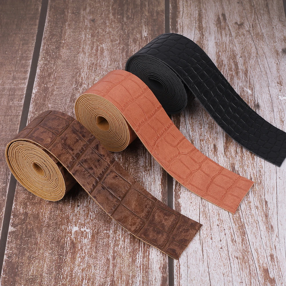 DIY Leather Crafts Straps Crocodile Pattern PU Leather Strips Crafts Accessories Belt Handle Crafts Making (2 Meters/Pieces)