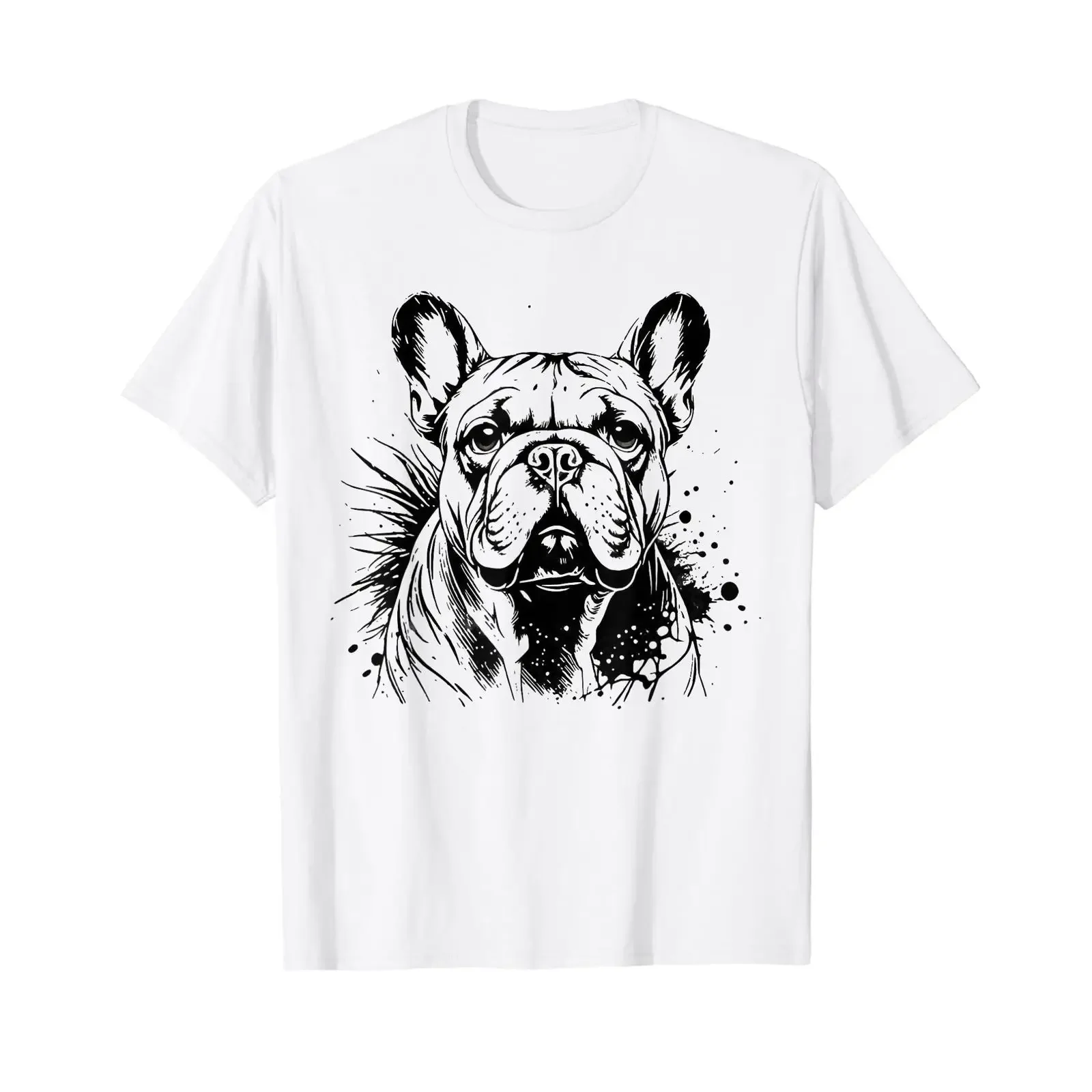 French Bulldog Portrait Cute Frenchie Face Lovers Value T Shirt vintage Washed homme streetwear Versatile Unisex Casual Soft