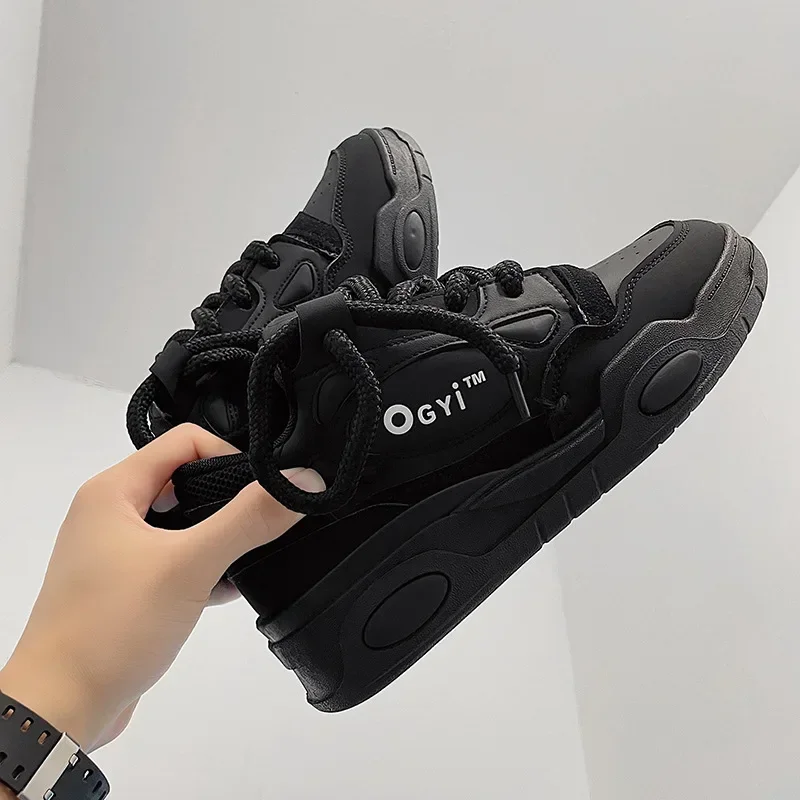 Platform Koreaanse Sneakers Voor Mannen Loopschoenen Wandelen Comfortabele Mannelijke Toevallige Lace Up Gevulkaniseerd Schoenen Chunky Sneakers 2023 Nieuwe