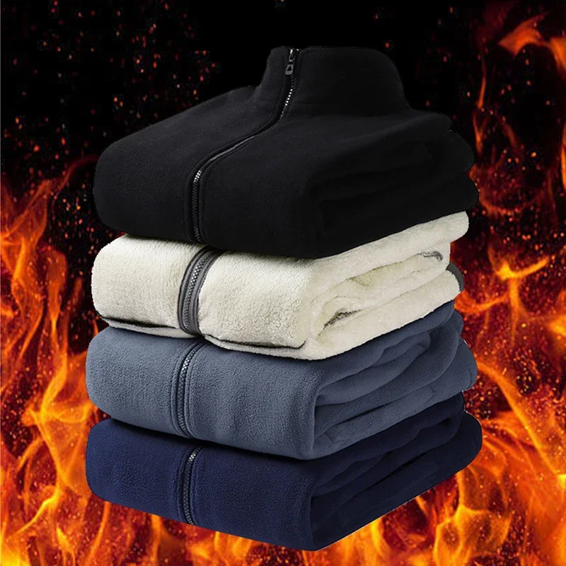 

New Men's Fleece-Lined Thickened Shearling Collar Vests Autumn Winter Warmth Top Fleece Stand-up Collar Loose Large Sized Jacket