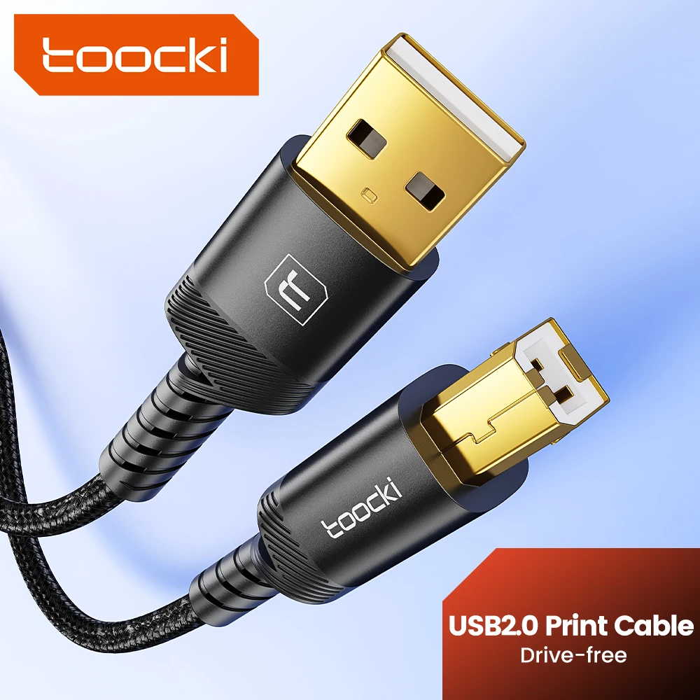 Toocki USB Printer Cable USB 2.0 Type A / Type C Male to B Male Cable for Canon Epson HP ZJiang Label Printer DAC USB Printer