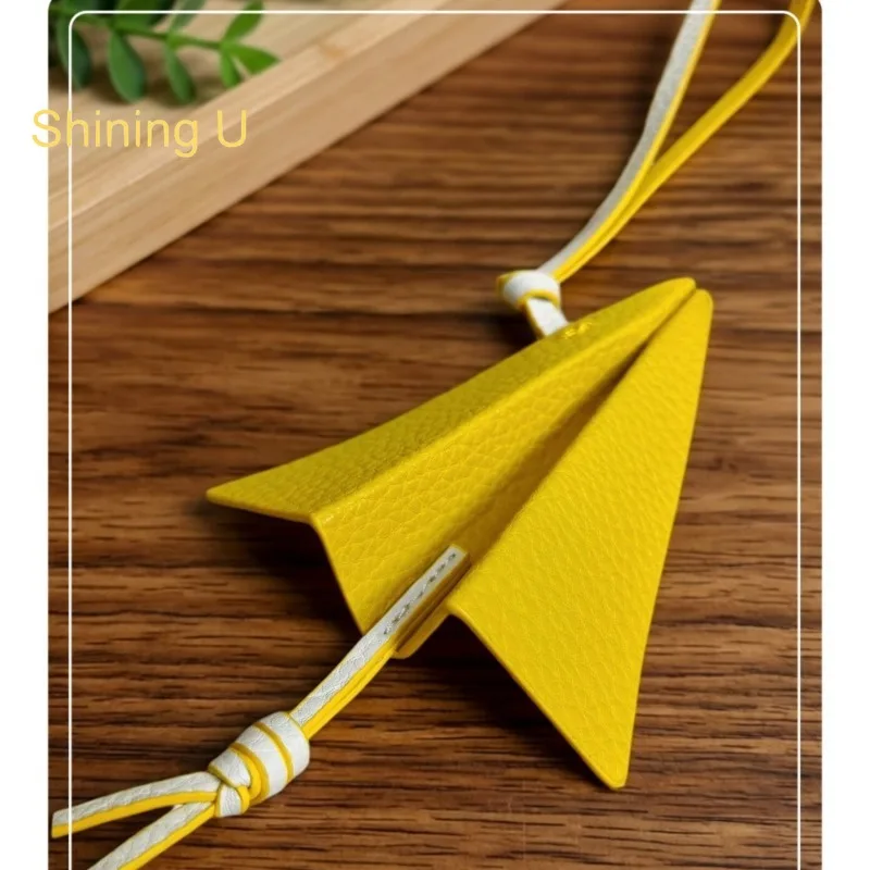 Shining U Microfiber Leather Paper Airplane Keychain for Women Men Fashion Accessory Bag Charms Car Pendant Gift