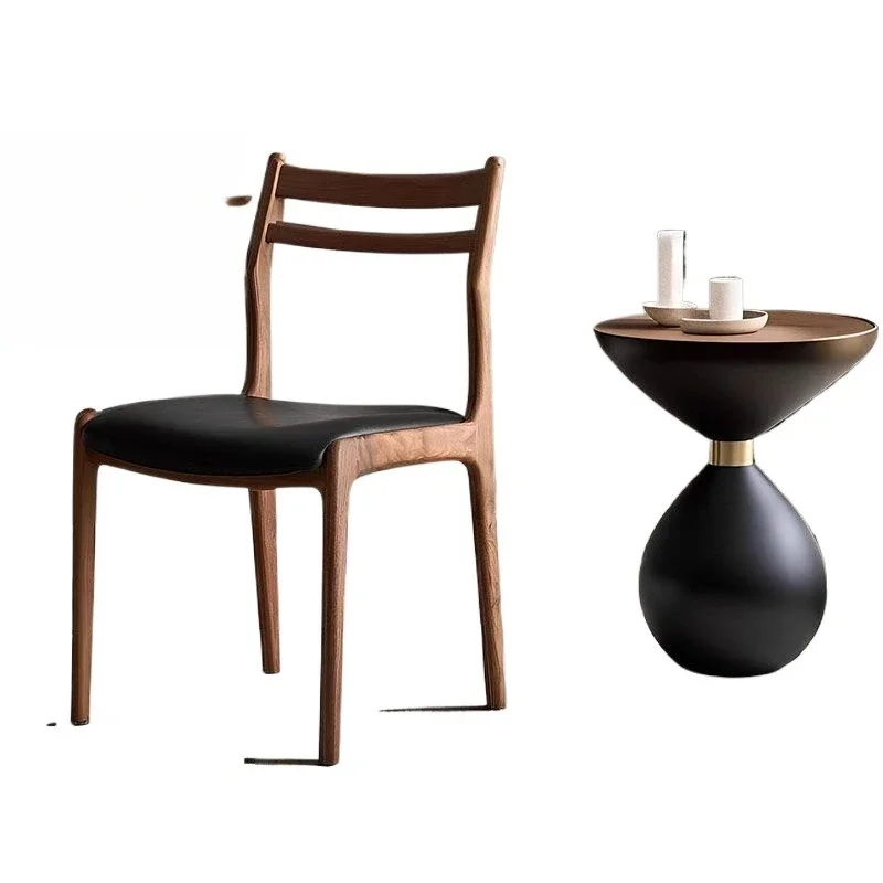 North American walnut dining chair, home study modern simple dining room home solid wood negotiation chair