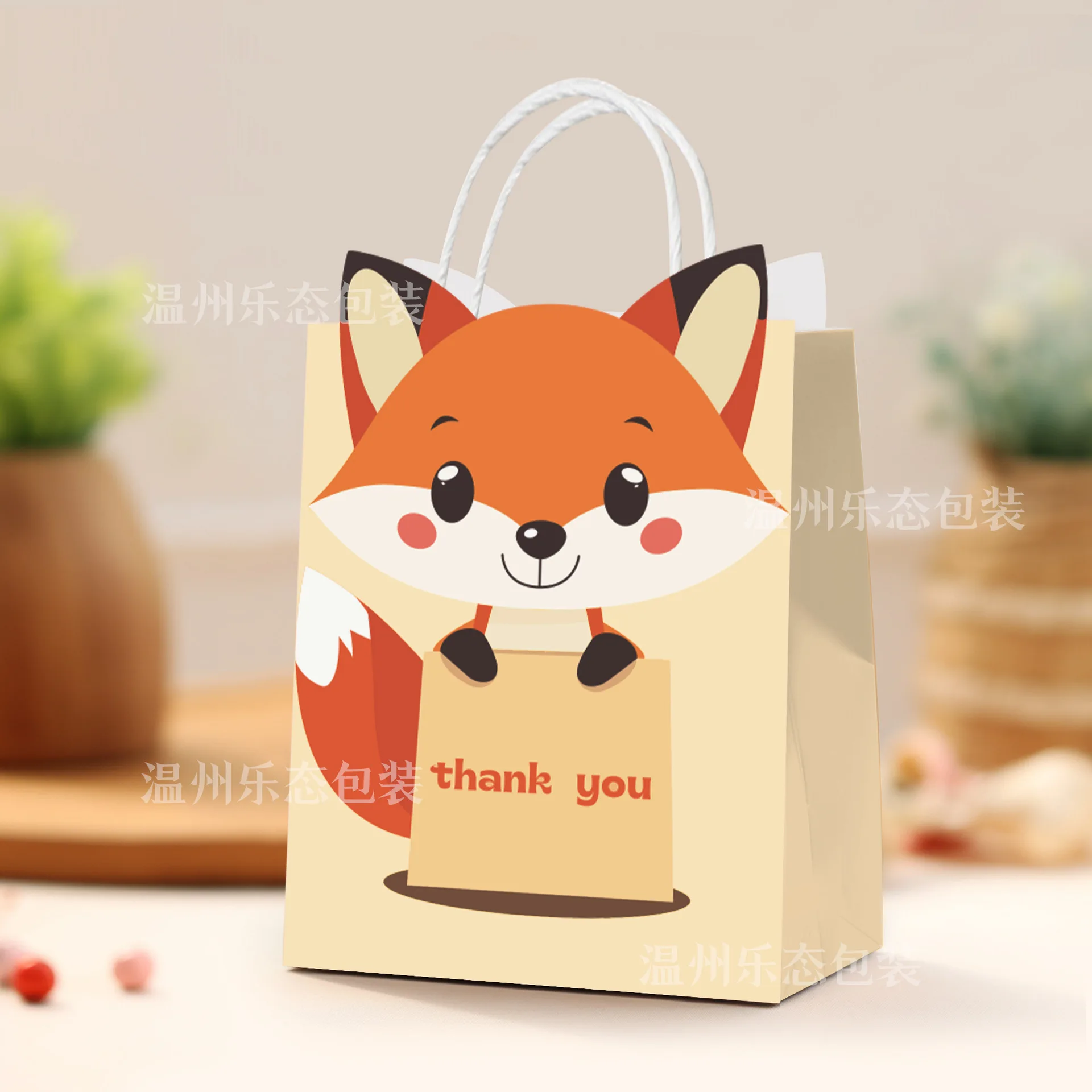 Dschungeltiere Papiertüten mit Griff 6/12/18/24 Stück Hund Fuchs Tiger Geschenk Goodie Bag Süßigkeitentüten für Tierparty-Dekoration Gefälligkeiten – Detail 6