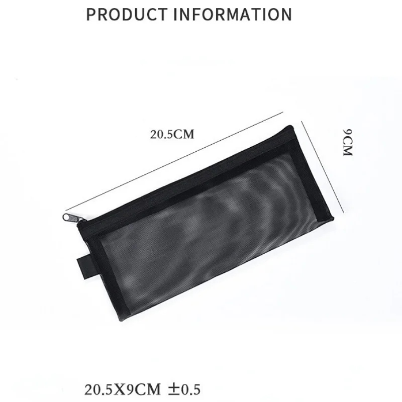 20.5x9cm malha saco de cosméticos redes papelaria lápis saco caso titular zíper portátil batons chaves moeda carga cabo organizador