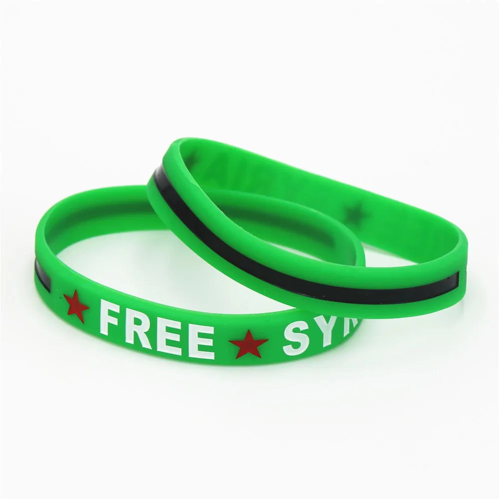 1PC Hot Sale Love Peace Free Syria Silicone Wristband Debossed Letter Star Silicone Bracelet &Bangles Women Men Jewelry SH084