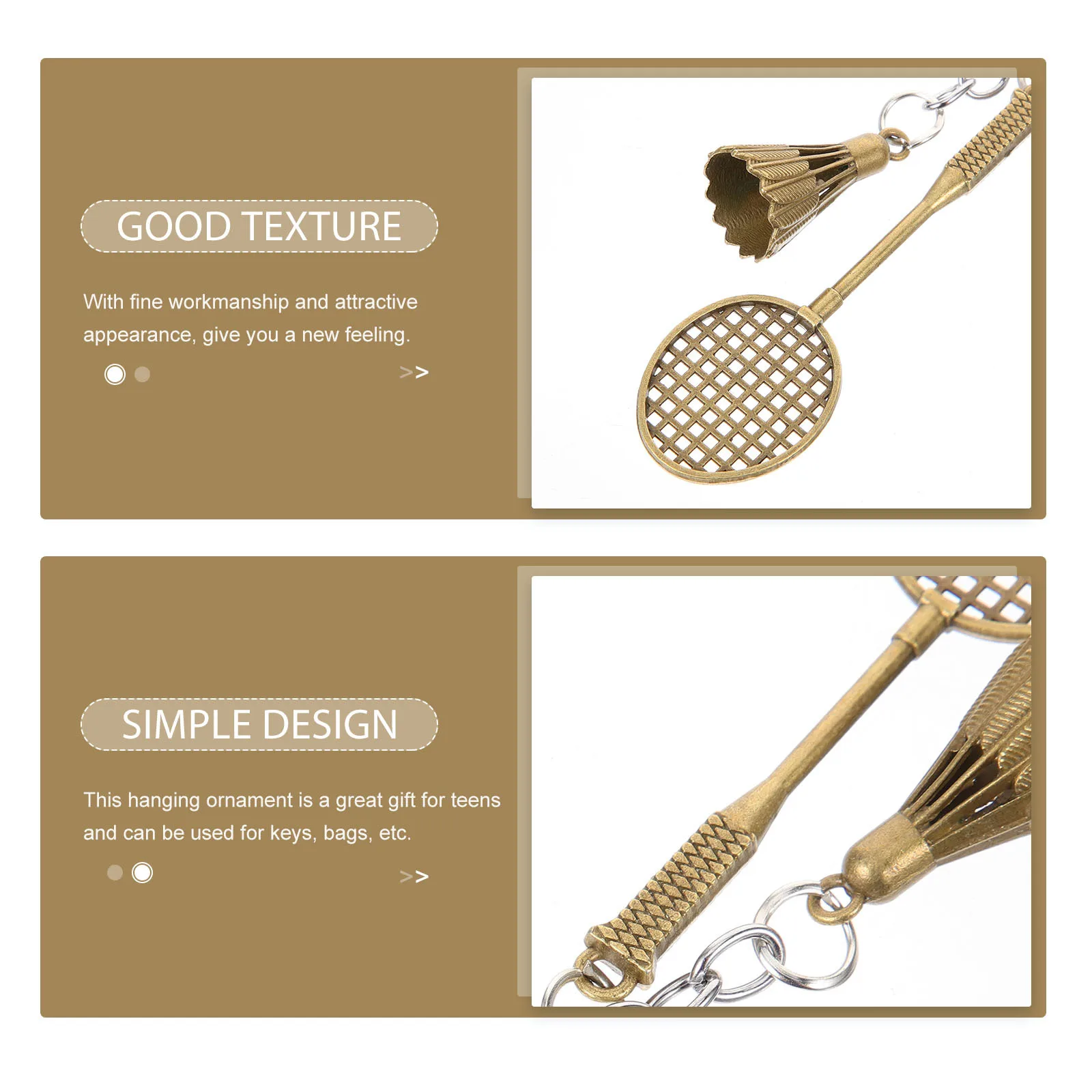 

3Pcs Badminton Keychains Metal Design Bag Hanging Key Ring Decoration Backpack Pendant Sports Key Chain Gift Tennis Keychain