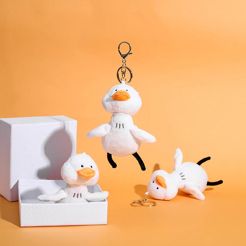 

9CM Cute Pluff Duck Keychain Simulation Lovely Fur Keychain Ladies Bag Plush Toy Doll Hangin Student Backpack Lover Pendant Gift