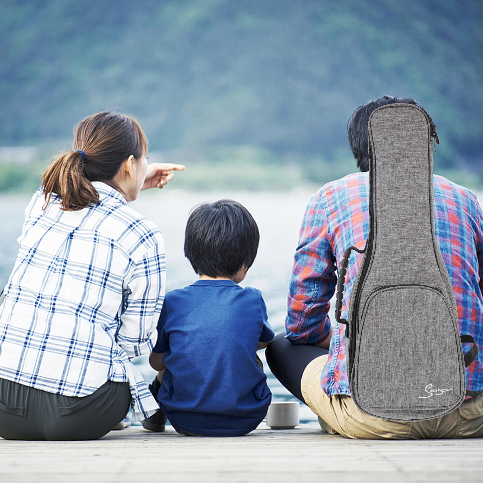 

1pc Premium Linen Velour Ukulele Bag Lightweight Portable Durable Case For Soprano Acoustic Electric With Front Pocket Carrying