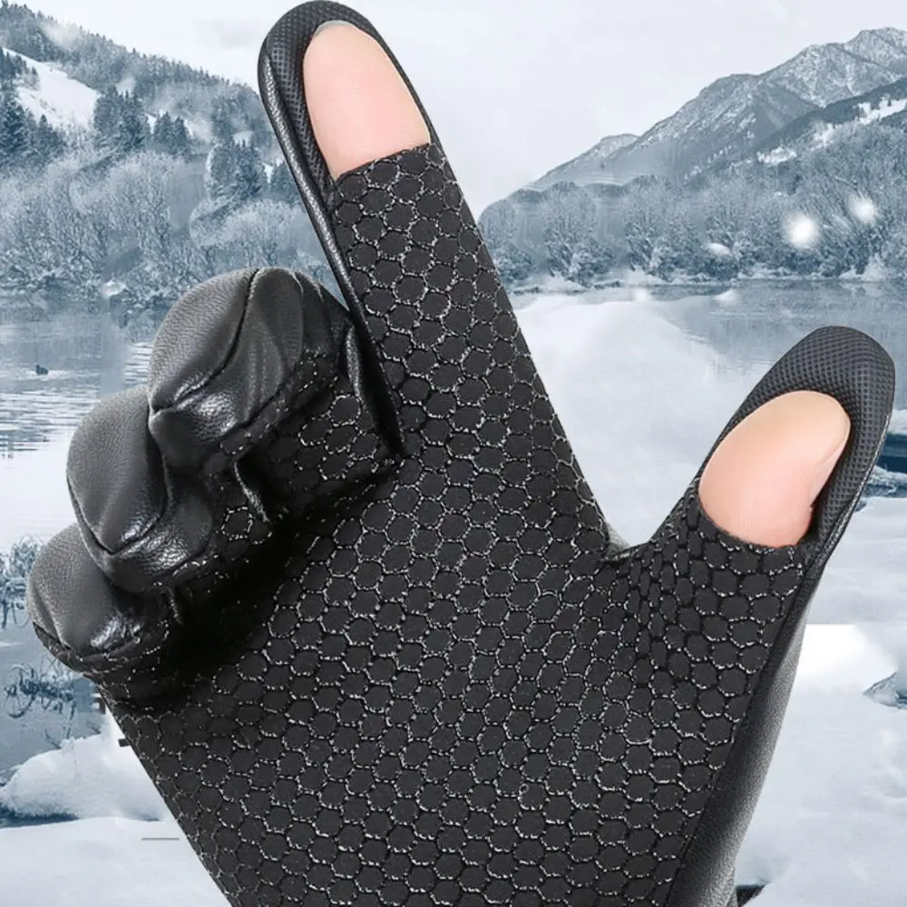 

Multifunctional PU Leather Men's Winter Gloves Waterproof Fishing Gloves Wear-resistant Non-slip Touchscreen Gloves Sport