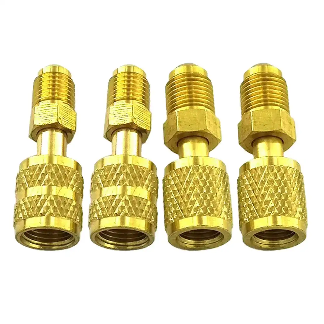 

Universal 4Pcs A/C Air Conditioning Filling Connector Gauge Hose Vacuum Pump Adapter Adaptor Converter 5/16" 1/4" SAE R410a R22