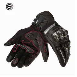 SFK Full Finger Motorcycle Gloves Real Goat Leather Carbon Fiber Protection Summer Breathable Riding Anti-skid Wear-resistant