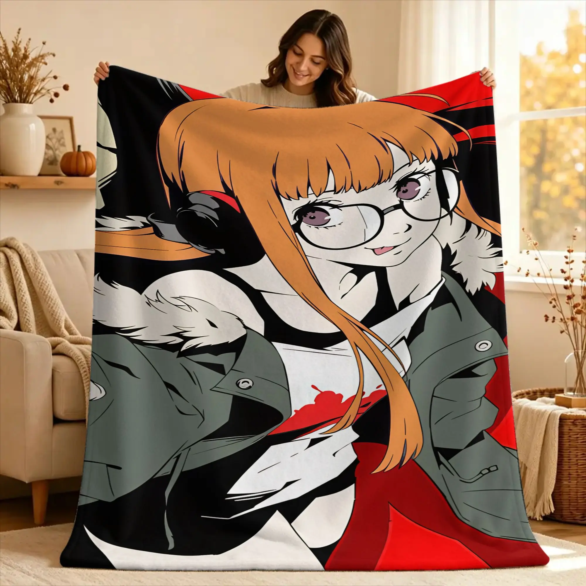 P5 Futaba Sakura Joker Blanket  Warm Fashion Plush Bedding Throws For Girls Boys Couch Chair Flannel Bedspread Bed Cover