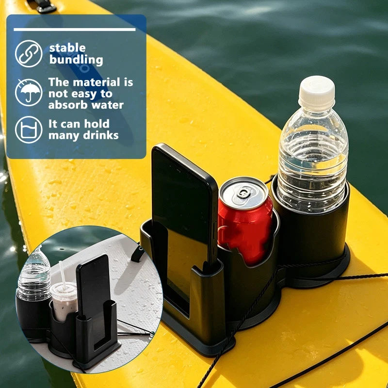 New Kayak Paddle Board Dual Cup Holder With Phone Stand Stable Anti Slip Base Perfect SUP Boating Kayaking Outdoor Water Sports