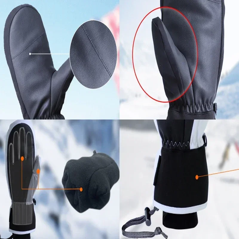 Skiing Gloves Winter Women Snow Gloves Warm Snowboard Man Mittens Waterpoof Heated Female Gloves Sports Outdoor Mountain Clothes