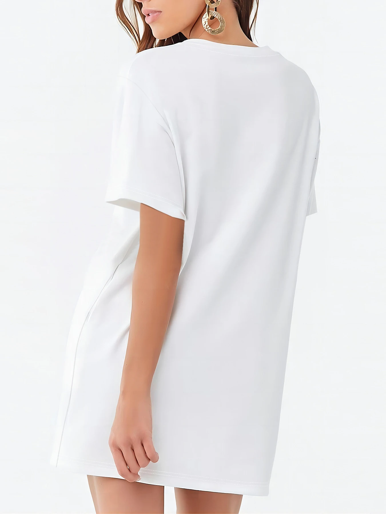 letter print Design Graphic Drop Shoulder Tee Dress