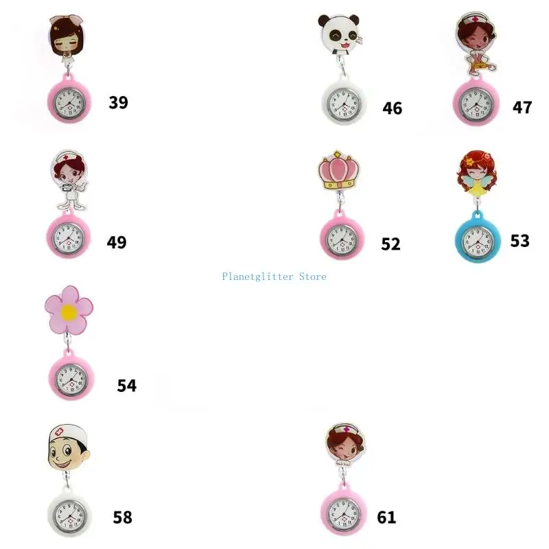 652B Retractable Nurse Pocket Watch Silicone Cover Clip On Watches for Hospital Staff