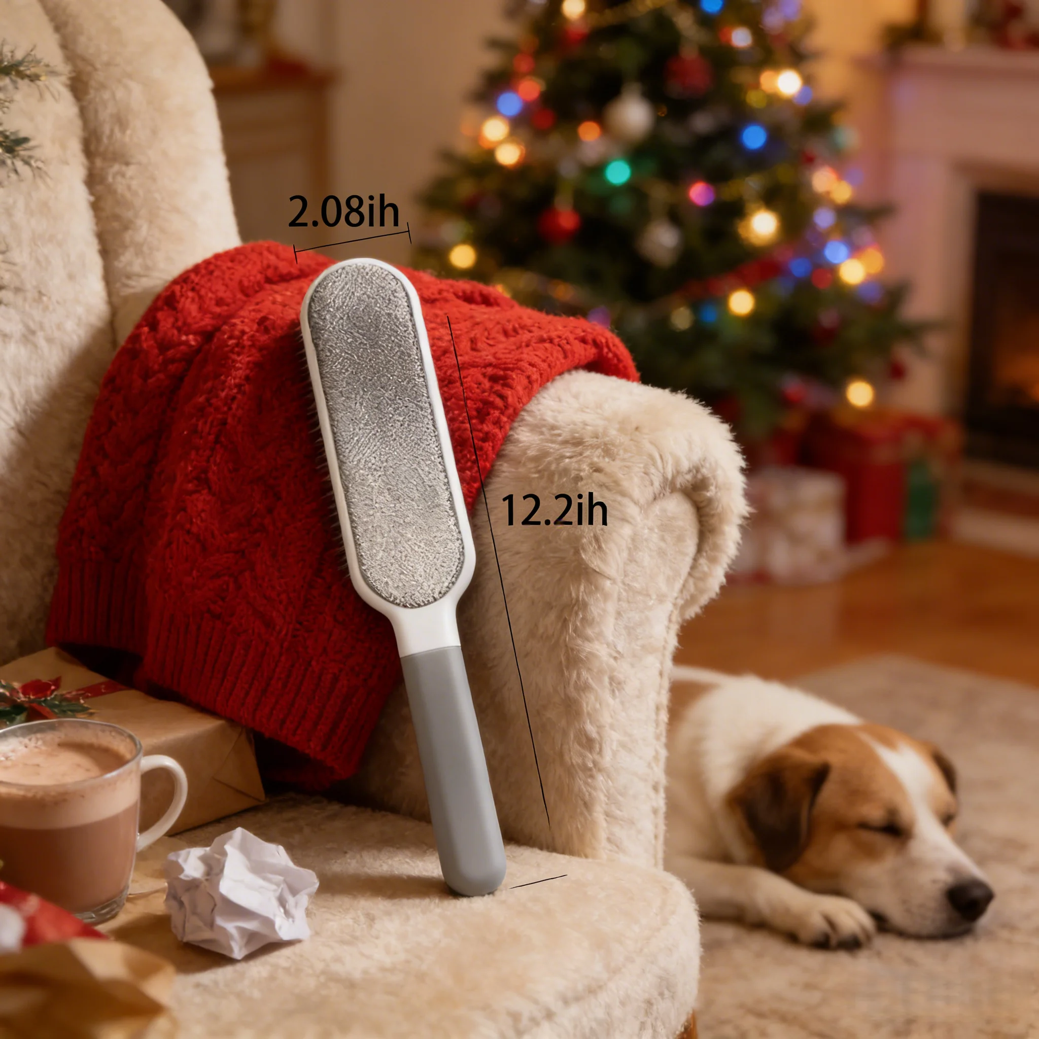 Rodillo de pelusa extra largo de 12,2 pulgadas para preparación navideña: eliminador eficiente de pelusas y pelusas para reuniones y fiestas navideñas