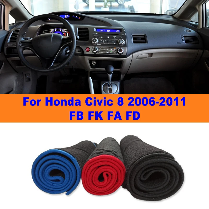 Anti-Glare Dashboard Cover Dash Mat Non-Slip Sun Shade Pad Interior Protector For Honda Civic 8 2006-2011 FB FK FA FD Car Parts