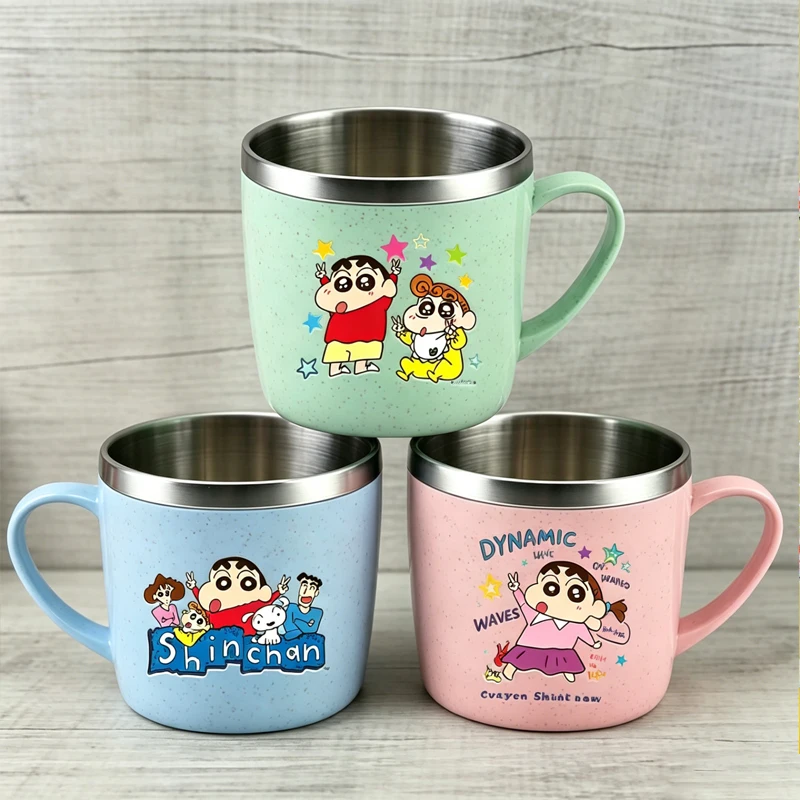 

Cute Crayons Shin-chan Kids Milk Mugs Cartoon Anime Boy Girl Water Cups Stainless Steel Coffee Mug Home School Child Drink Cups