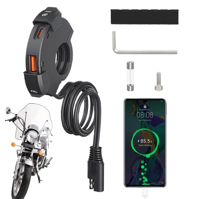 

Motorcycle Phone Charger Waterproof Vehicle-Mounted Charger Phone USB PD Ports Quick Charge Flexible Type C Charging Stand