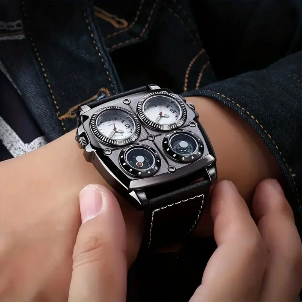 European and American Style Large Dial High-End Luxury Fashion Casual Simple Personality Cool Street Social Guy Men's Watch, New Multi-Dial Display Versatile Handsome Trendy Men's Wristwatch