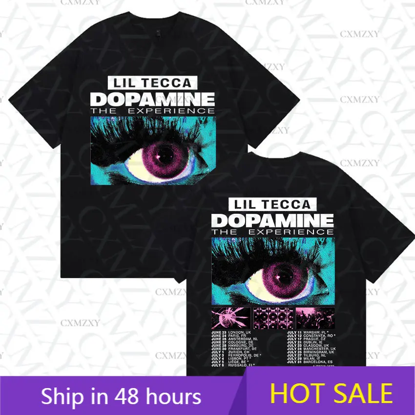 

Rapper Lil Tecca Dopamne The Experience Tour 2025 Graphic T Shirts Men's Hip Hop Fashion Cotton Short Sleeve T-shirt Streetwear