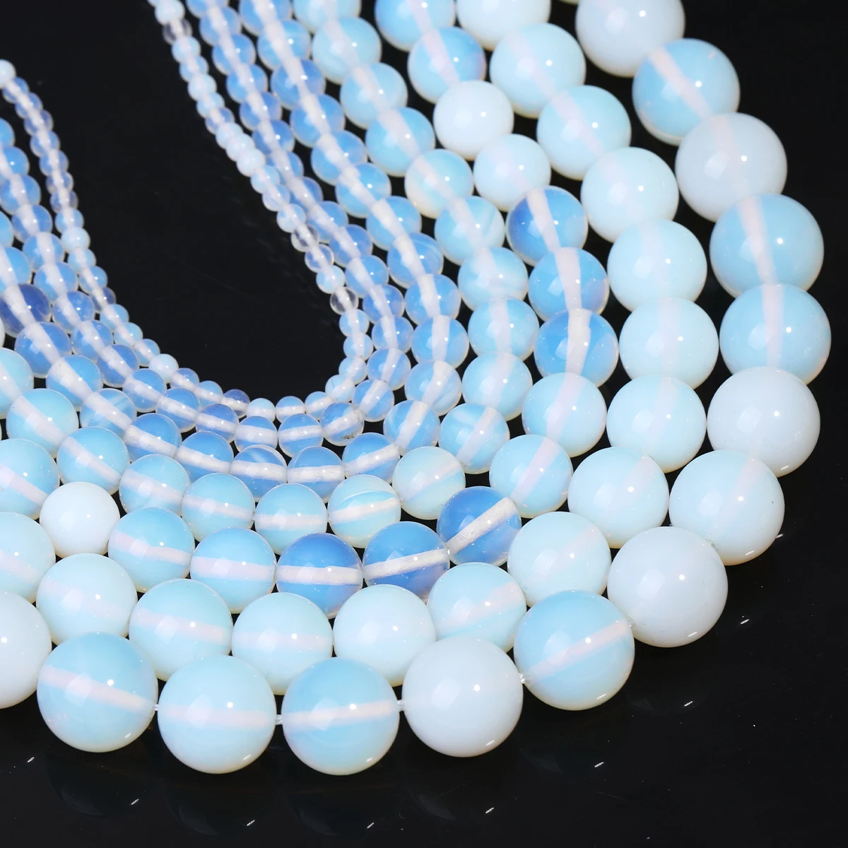Natursteinperlen, weißer Opal, rund, lose Distanzperlen, 4, 6, 8, 10 mm, für Schmuckherstellung, DIY-Armband, Halskette, Zubehör, 1 Streifen
