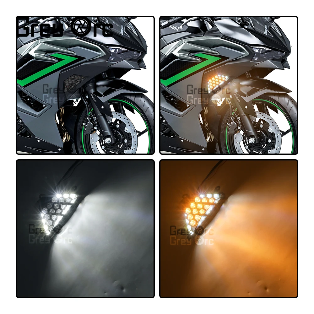 

Motorcycle LED Front Turn Signal Indicator For Kawasaki ZX4R ZX 4R ZX4RR ZX 4RR Ninja650 2023 2024 Accessories Flashing Light
