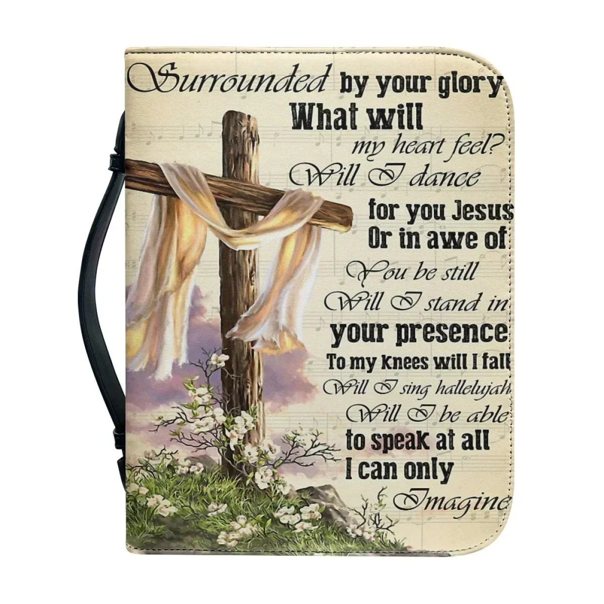 

Genuine Leather Bible Cover Case for Women Handbags Bible Hymns Print New Exquisite Bible Bag Christianity Carrying Case
