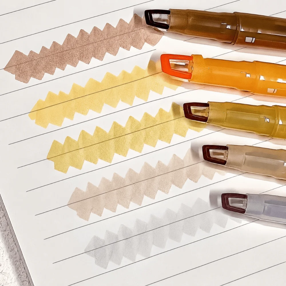 5pcs/set Colorful Dual Tip Highlighter Set Multi-Color Visible Window Highlighter Pen Eye-protecting Marker Pens Underlining
