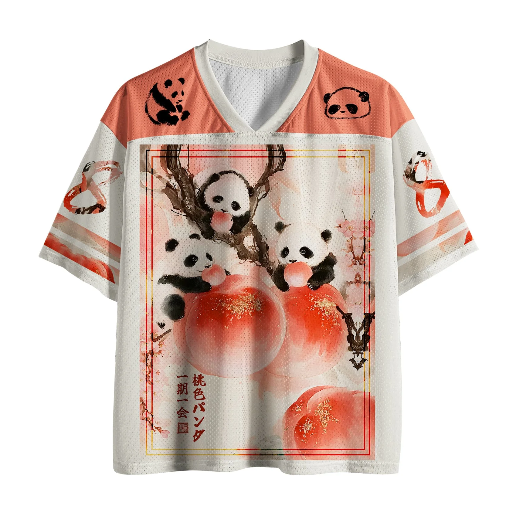 2026 Popular V-neck Mesh T-shirt with Fun Printed Short Sleeved T-shirt, Retro Streetwear, Loose Oversized Sports Mesh T-shirt
