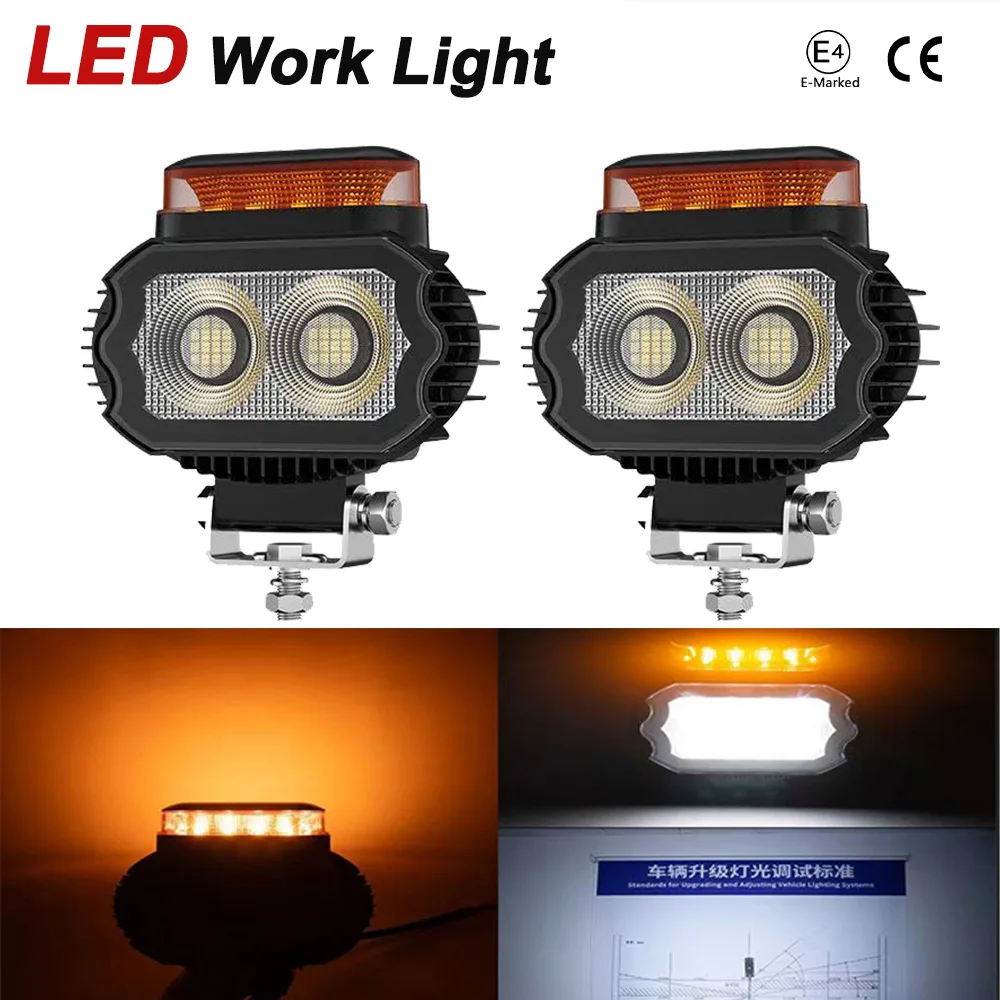 5.5inch Rectangle Day Running Lights LED Work Lights Amber Flash Warning Lamp 4x4 Off-Road Spotlights ATV SUV LED Headlights