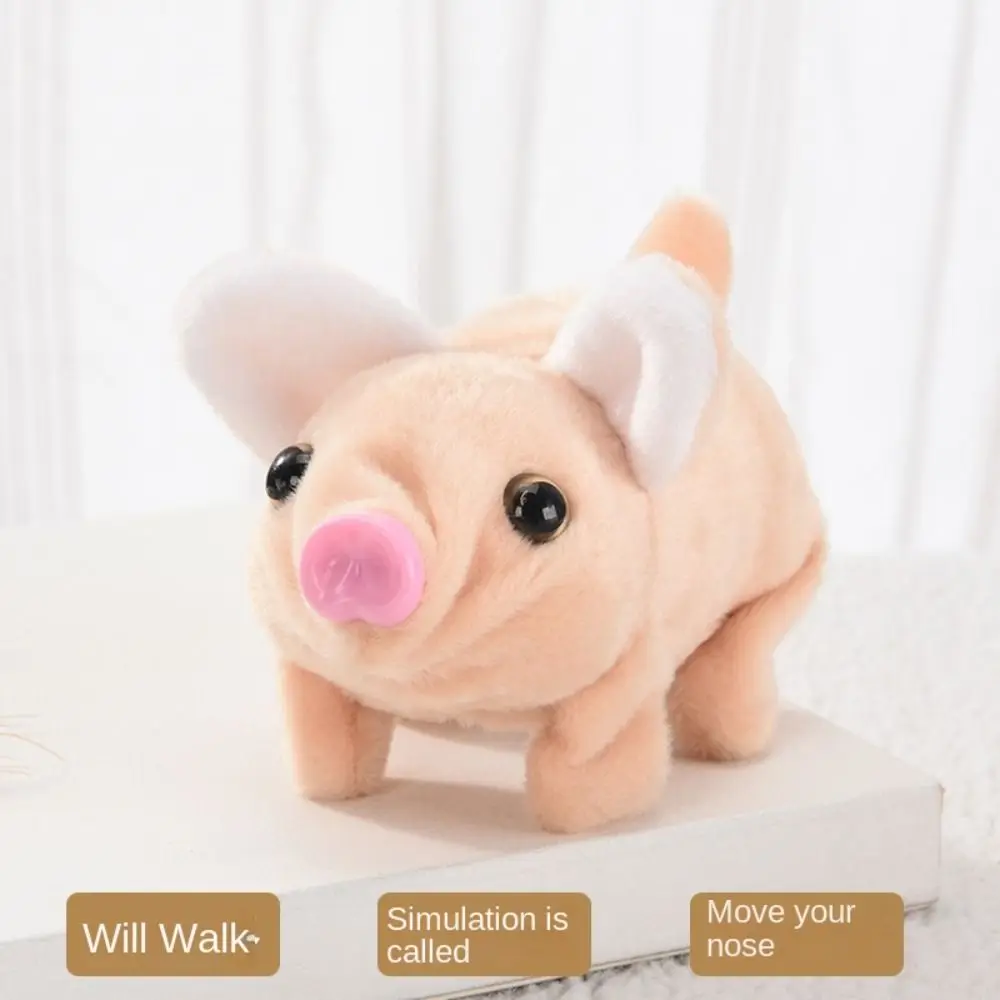 Plush Cats With Sound Electric Simulation Pig White Can Walk Electronic Pig DIY Plush Walking Moving Pet Toys Children Gifts